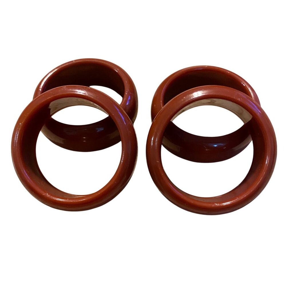 Vintage 1960s/70s Set Of 16 Hong Kong Plastic Napkin Rings Brown